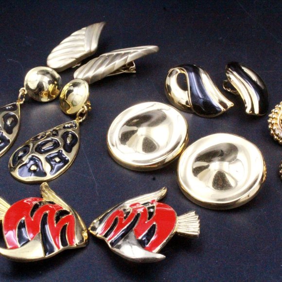 Vintage Designer Monet Unmarked Fish Summer Vibe Enamel 3" Long Drop Earrings - Picture 5 of 7